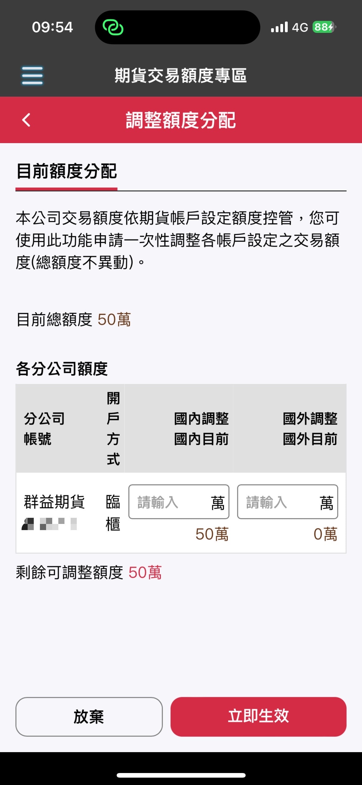 期貨交易額度調整